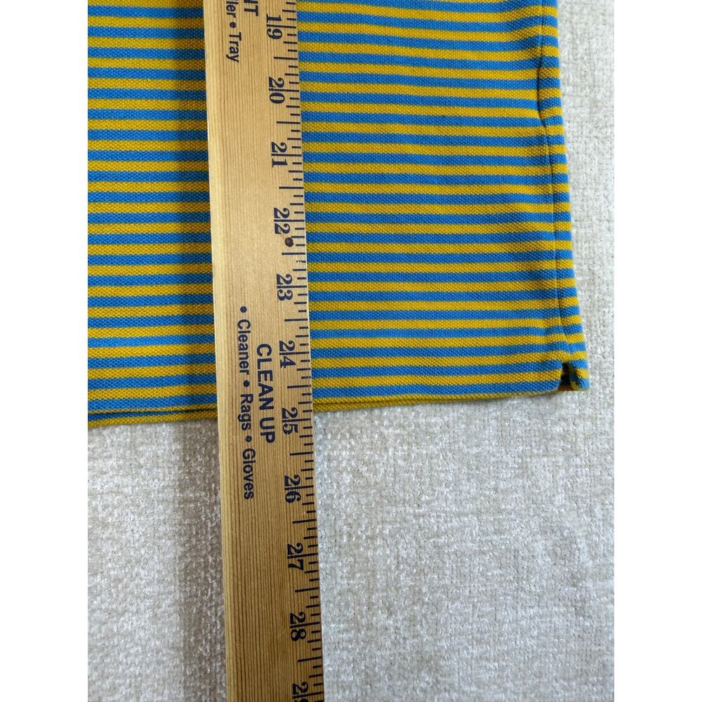 Lacoste Men 8 Blue Yellow Striped Short Sleeve Preppy 80s Casual Polo Shirt - Picture 6 of 7